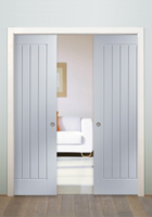 White Primed Newark Pocket Door Pair Kit