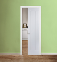 White Primed Cottage Pocket Door Kit