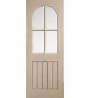 Blonde Oak Mexicano 4 Light Arched Square Top Clear Bevelled Glazed